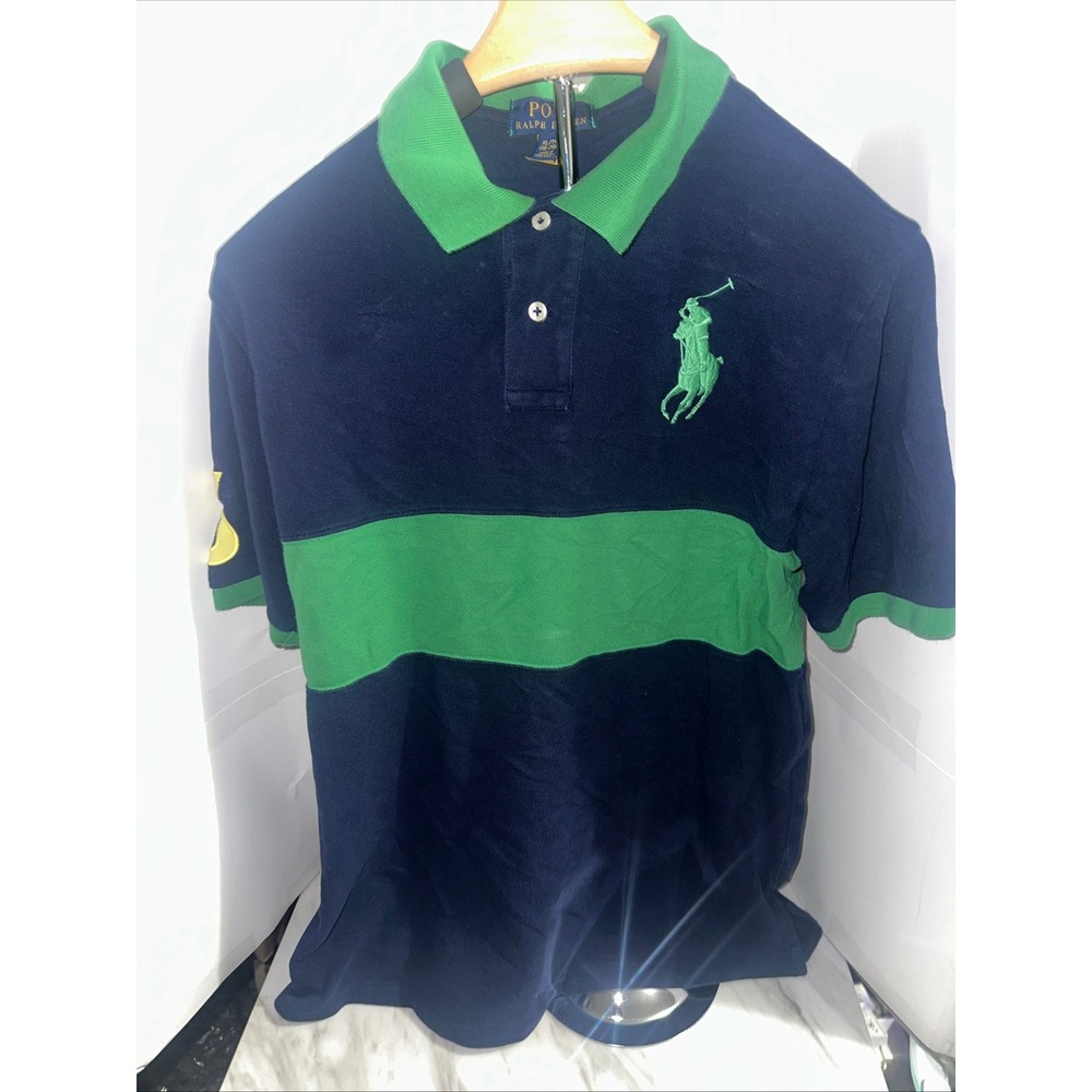Polo Ralph Lauren Big Pony #3 Navy Green Polo Shirt Size XL (18-20) - Picture 2 of 5